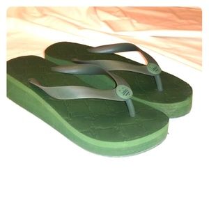 Green Wedge Flip Flops
